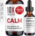 10X Health Calm L Theanine Supplement Liquid Drops - 100mg L'Theanine Drops & 100mg GABA Supplements to Support Nerves, Calm & Stress - Natural Flavor 2.03 Fl oz.