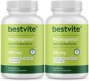 BESTVITE Pycnogenol 100mg (120 Capsules) (60x2) - French Maritime Pine Bark Extract - No Stearates - Gluten Free - Non GMO