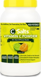 C-Salts Vitamin C Powder Supplement - 100% Pure High Dose Buffered Vitamin C Powder for Immune Support - Organic, Sugar-Free, Vegan, Non-GMO, Stomach-Friendly, Lemon Lime 8oz