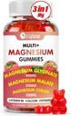 Triple Magnesium Complex 900 mg, Magnesium Glycinate, Citrate, Malate with Potassium, Calcium, Vitamin B6 for Calm & Sleep - Vegan, Non-GMO, Gluten Free - 60 Raspberry Gummies for Adults