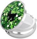 Nipichsha Pill Box, Small Pill Case for Purse & Pocket, Cute Travel Medicine Organizer, Portable Medicine Container Holder to Hold Vitamins, Medication, Fish Oil & Supplement, Green Leave Cat