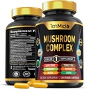 Mushroom Complex Supplement - 13in1 Formula - Blend Lion's Mane Mushroom, Cordyceps Sinensis, Reishi, Turkey Tail, Maitake, Chaga, Shiitake, Enoki, & More - 120 Capsules for 4 Months Supply