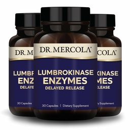 Dr. Mercola Lumbrokinase Enzymes - Delayed Release Formula - Dietary Supplement for Cardiovascular & Energy Support - Non-GMO, Gluten-Free & Soy-Free - 30 Capsules (30 Servings), 3 Pack