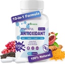 10-in-1 Antioxidants Supplement, 1700MG Super Antioxidant for Women and Men, Powerful Antioxidants with NAD, NMNH,Coq10, Resveratrol, Cell Repair & Reducing Free Radical Damage, 60 Capsules