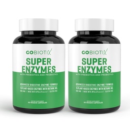 GOBIOTIX Digestive Enzymes Supplement with Prebiotics and Probiotics for Women and Men - Gut Health, Gluten Digestion, Lactose Absorption, Plant Based Dietary Pills - 120 Capsules