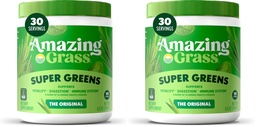 Amazing Grass Greens Blend Superfood:Greens Powder Mix for Energy,with Organic Spirulina,Chlorella,Beet Root Powder,Digestive Enzymes & Probiotics,Original,(Packaging May Vary),30 Servings,(Pack of 2)