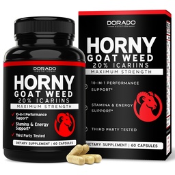 Horny Goat Weed For Men and Women - [20% Icariins Max Strength] - Stamina, Endurance, Circulation, Joint & Back Support - Maca Root, Ginseng, Yohimbine, Tribulus, L-Arginine - USA Made - 60 Count