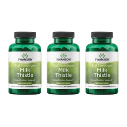 Swanson Full Spectrum Milk Thistle Liver Health Supplement for Adults Seeking Natural Detoxification and Antioxidant Support - 500 mg (100 Vegan Capsules, 3 Pack)