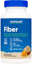 Nutricost Fiber Capsules with Prebiotic Fiber Supplement 150 Capsules - CCOF Certified Supplement, Made with Organic Psyllium Husk & Organic Jerusalem Artichoke, Gluten Free, 3 G Per Serving
