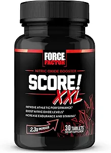 FORCE FACTOR Score! XXL Nitric Oxide Booster Supplement for Men with L-Citrulline, Horny Goat Weed, Black Maca, & Tribulus Terrestris to Increase Stamina, Energy, and Physical Performance, 30 Tablets