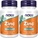 NOW Supplements, Zinc (Zinc Gluconate) 50 mg, Supports Enzyme Functions*, Immune Support*, 100 Tablets (Pack of 2)