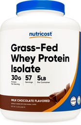 Nutricost Grass-Fed Whey Protein Isolate (Chocolate) 5LBS - Non-GMO, Gluten Free, Natural Flavors