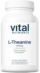 Vital Nutrients L-Theanine 200mg | Vegan Supplement | L Theanine Supplement Supports Normal Stress Levels and Cognitive Function* | Gluten, Dairy and Soy Free | 120 Capsules