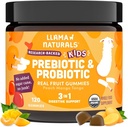 Llama Naturals Kids Probiotic with Prebiotic Fiber, Vegan, Organic Prebiotics and Probiotics Gummies for Gut Health Support, Toddler Real Fruit Gummy Vitamins, No Added Sugar Cane, Peach Mango, 120 Ct
