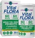Vital Planet - Vital Flora Adults Over 55 Daily Probiotic 60 Billion CFU, Diverse Strains, Organic Prebiotics, Immune and Digestive Health Shelf Stable Probiotics for Women and Men, 30 Capsules