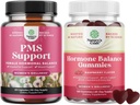Bundle of PMS Support with DIM, Chasteberry, Black Cohosh & Ashwagandha for Period Cramps Menopause Bloating Mood Swing and Hormone Balance Gummies Support Menstrual Cycle with Vitamin B6 & Dong Quai