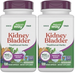 Nature's Way Kidney Bladder Premium Blend, Traditional Herbs Supplement, 900 mg per 2-Capsule Serving, Non-GMO Project Verified, Vegan, 100 Capsules (Packaging May Vary), (Pack of 2)