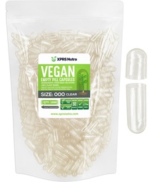 XPRS Nutra Vegan Size 000 Empty Capsules - 1000 Count Clear Empty Vegan Capsules - Vegetarian - DIY Vegetable Capsule Filling - Veggie Pill Caps Pills