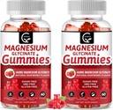 Magnesium Glycinate Gummies 400mg, Mg Potassium Supplement with Chelated Magnesium Malate Complex, Vitamin D, B6, and CoQ10, Supports for Memory, Calm, Mood & Sleep - 60 Count (Pack of 2)