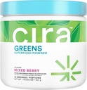 Cira Daily Greens - Naturally Sweetened, Organic Spirulina Superfood Powder with Premium, Antioxidant-Rich Ingredients for Debloating, Digestion, & Energy - Mixed Berry, 30 Servings