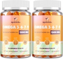 Omega-7 Sea Buckthorn Oil Gummies, Omega 3 6 7 9 Supplement for Women, Flaxseed Oil, Vitamins E, A & Probiotics - Skin, Eye & Dryness, Chamomile Flavor - 120 Gummies