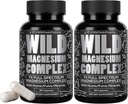 Wild Foods Magnesium Complex Supplement with 7X Forms | High Absorption, Full Spectrum, Easy Digestion | 500mg Glycinate, Bisglycinate, Malate, Orotate, Citrate, Taurate | 90 Capsule (Pack of 2)