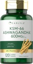 Carlyle KSM-66 Ashwagandha 600mg | 120 Caplets | Extract Supplement with L-Theanine | Vegan, Non-GMO, Gluten Free