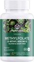PlantFusion Vegan High Potency Methylfolate 5-MTHF – Fast Acting Sublingual Methyl Folate Supplement is 6X More Absorbable - Non-GMO, Supports Cardiovascular & Brain - 60 Lozenges