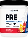 Nutricost Pre-Workout Complex Powder (30 Servings, Fruit Punch) - with Beta-Alanine, Taurine & Amino Acids