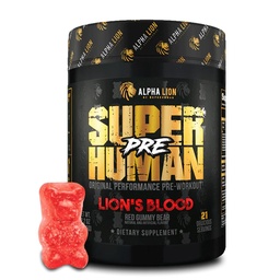 ALPHA LION Pre Workout Powder, Beta Alanine, L-Taurine & Tri-Source Caffeine for Sustained Energy & Focus, Nitric Oxide & Citrulline for Pump (21 Servings, Lion's Blood Flavor), Pack of 1
