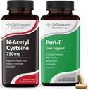 LifeSeasons Puri-T with N-Acetyl Cysteine Boost - Supports Liver & Lung Detoxification - 120 Capsules