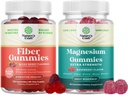 Bundle of Fiber Gummies - Chicory Root Supplement with Prebiotic Support for Gut & Digestive Health and Magnesium Gummies - Relaxing Magnesium Citrate - Raspberry Flavored for Body & Mind Relaxation