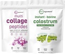 Micro Ingredients Multi Collagen Protein Powder 2 Pounds & Instant Colostrum Powder Bundle 2 Pack | Grass-Fed Collagen Peptides | Premium Bovine Mother’s First Milk