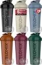 VELOMIX -6 PACK- 28 oz Protein Shaker Bottle for Protein Mixes - 6x Wire Whisk | Leak Proof Shaker Cups for Protein Shakes | Protein Shaker Bottle Pack | Protein Shake Cup (Earth Tones Collection)