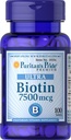 Puritan's Pride Biotin 7500 mcg, Healthy Hair Support, 100 Count, 100 Count (Pack of 1)