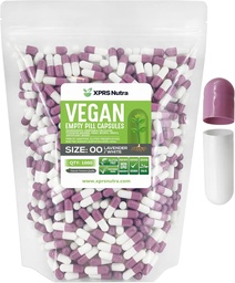 XPRS Nutra Size 00 Empty Capsules - 1000 Count Empty Vegan Capsules - Vegetarian Empty Pills - DIY Vegetable Capsule Filling- Veggie Pill Caps (Lavender/White)