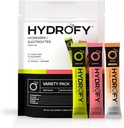 Hydrofy Hydrogen Water + Electrolytes Drink Mix - Variety Pack | H2 Hydration Packets with Molecular Hydrogen, Sodium, Potassium, Magnesium | Lemon Lime, Raspberry, Orange + Caffeine | 12 Count