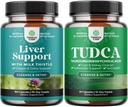 Bundle of Liver Cleanse Detox & Repair - Herbal Liver Support Milk Thistle Supplement and Advanced Bile Salt TUDCA Supplement - Extra Strength TUDCA 500mg per Serving Bile Salts for Gallbladder,Kidney