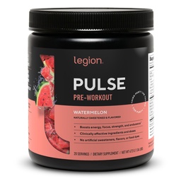 LEGION Pulse Pre Workout - All Natural Nitric Oxide Preworkout Drink to Boost Energy, Creatine Free, Naturally Sweetened, Beta Alanine, Citrulline, Alpha GPC (Watermelon)