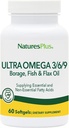 Natures Plus Ultra Omega 3 6 9-1200 mg, 60 Softgels - Borage Oil, Fish Oil, Flax Oil Supplement, Gluten-Free - 60 Servings