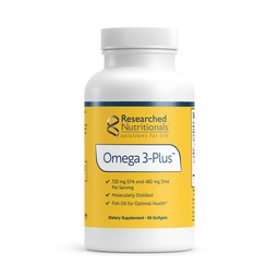 Researched Nutritionals Omega-3 Plus - Fish Oil Supplements for Heart Health, Brain & Immune Support - Omega-3 Fish Oil with EPA DHA - Purity Tested Essential Fatty Acid Nutritional Supplement (60 ct)