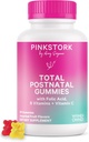 Pink Stork Total Postnatal Vitamin Gummies - Multivitamin for Postpartum Recovery and Lactation Support - Folic Acid, B6, & Vitamin C - Postpartum Essentials - 60 Gummy Vitamins