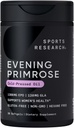 Sports Research Evening Primrose Supplement from Cold Pressed Oil - Softgels for Women’s Health & Skin Health - Gluten Free & Non-GMO GLA - High Potency 1300mg, 30 Count