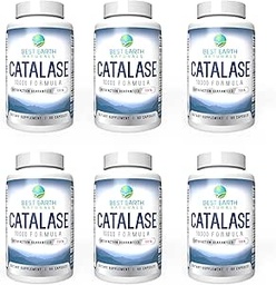 Best Earth Naturals Six Pack of Catalase 10,000 Formula Enzyme Supplement with Saw Palmetto, Biotin, Fo-Ti, PABA - Hair Supplements for Strong Hair - 360 Capsules (180-day Supply)