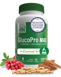 Health Thru Nutrition GlucoPro Max - with 1500mg Berberine 90 Tablets | Glucose Support Berberine Supplement with Chrominex + Chromium, and 1,000mg Cinnamon | Vegan, Non-GMO, Gluten Free
