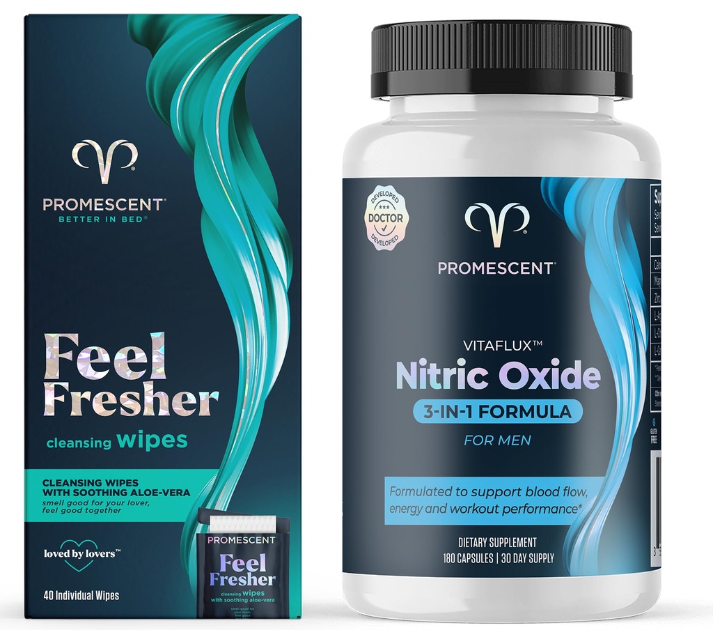Promescent Flushable Wipes for Adults + VitaFLUX Triple Power Nitric ...