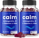 NutraChamps Calm Gummies, Stress Gummies Supplement with Ashwagandha, L-Theanine, GABA, Vitamin B6 & Lemon Balm, 90 Gummies (Pack of 2)