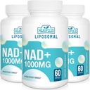 Liposomal NAD+ Supplement 1000 mg | Highest NAD Pontecy | Max Absorption | Pure NAD Supplement | Energy and DNA Repair, Aging Defense, Brain Function | 180 Softgels