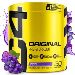 C4 Original Pre-Workout Powder For Endurance, Focus & Performance with 150mg Caffeine, Beta-Alanine, Creatine, Sugar Free Pre-Workout for Men & Women, 30 Servings, Grape