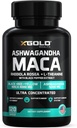 Ashwagandha 5,000mg + Maca Root Black, Red, Yellow 4,000mg, Rhodiola & L-Theanine: 30:1 Extract Ashwagandha Capsules, 20:1 Extract Maca Root Capsules - Supplement for Men and Women